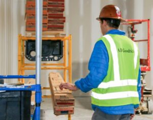 Employee wearing AB Goodrich safety vest